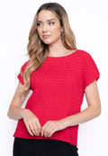 KADOU BOUTIQUE Short Sleeve Pleated Top — detail close-up