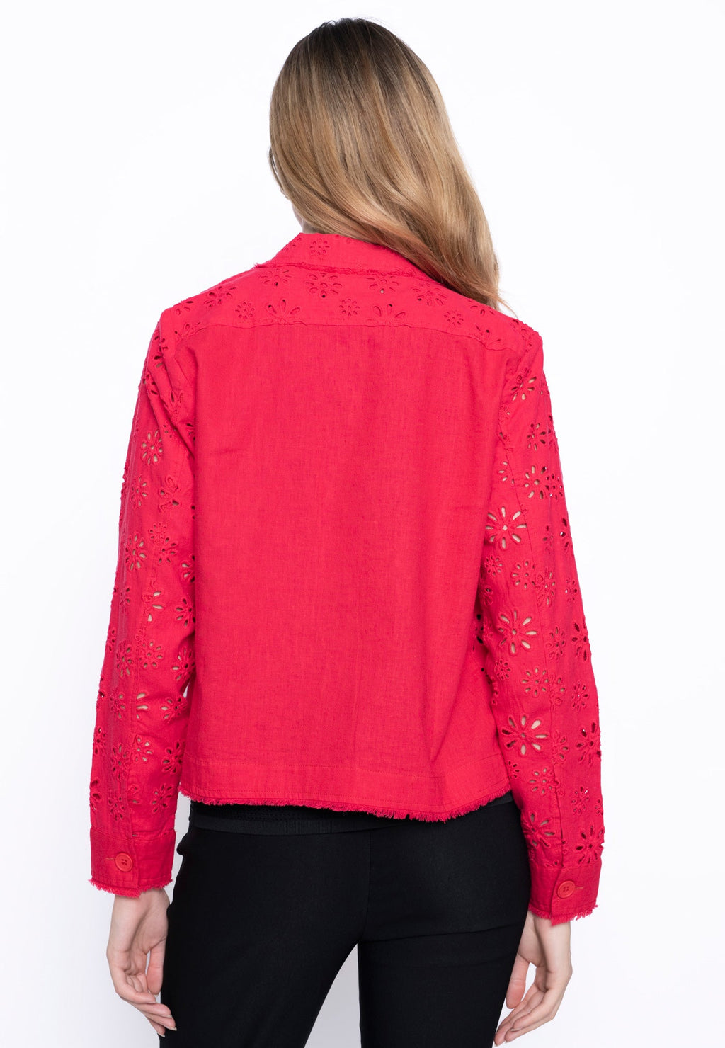 KADOU BOUTIQUE Eyelet Embellished Jacket — detail close-up