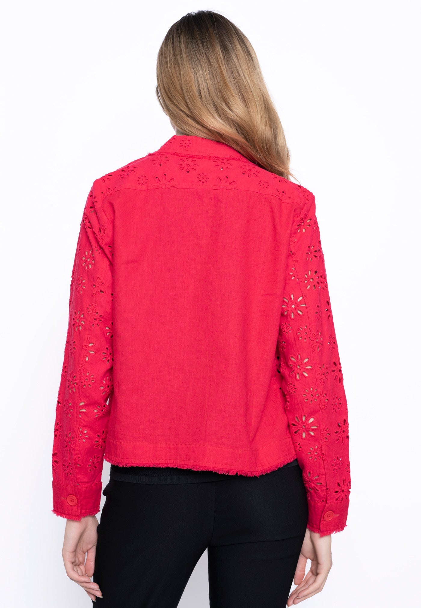 KADOU BOUTIQUE Eyelet Embellished Jacket — detail close-up