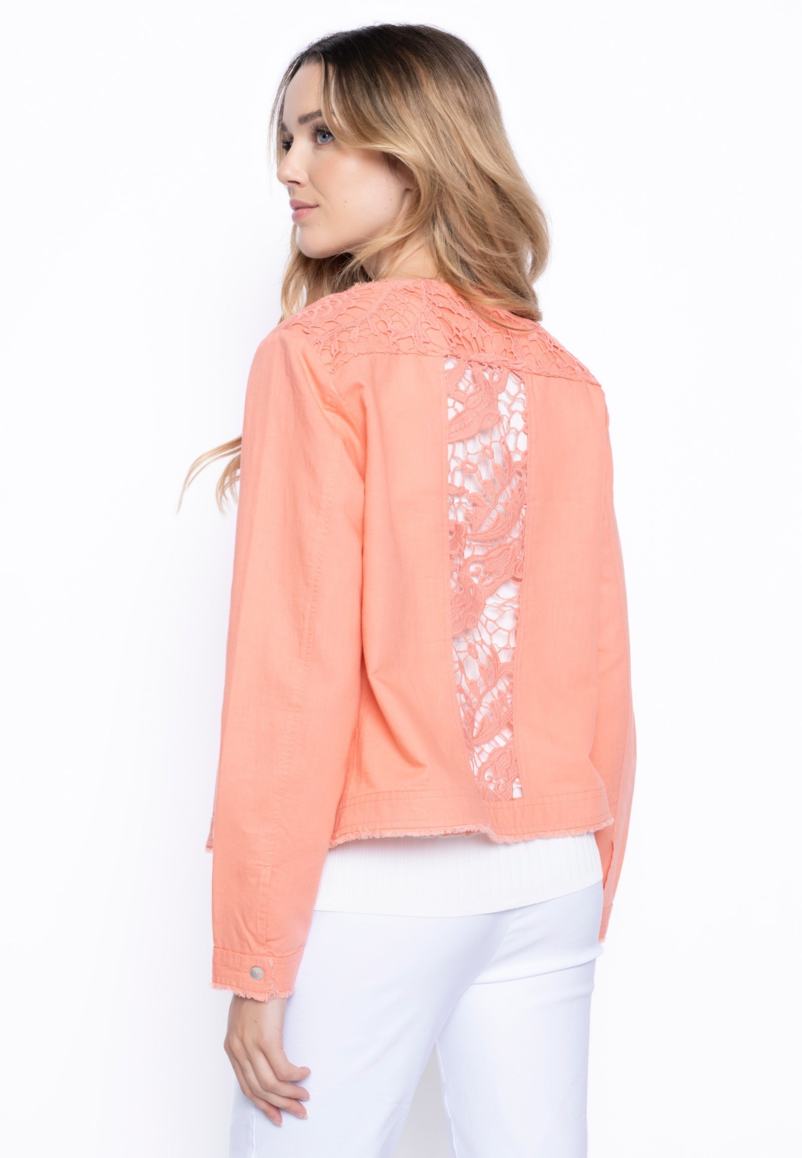 KADOU BOUTIQUE Sally Lace Trim Jacket — detail close-up