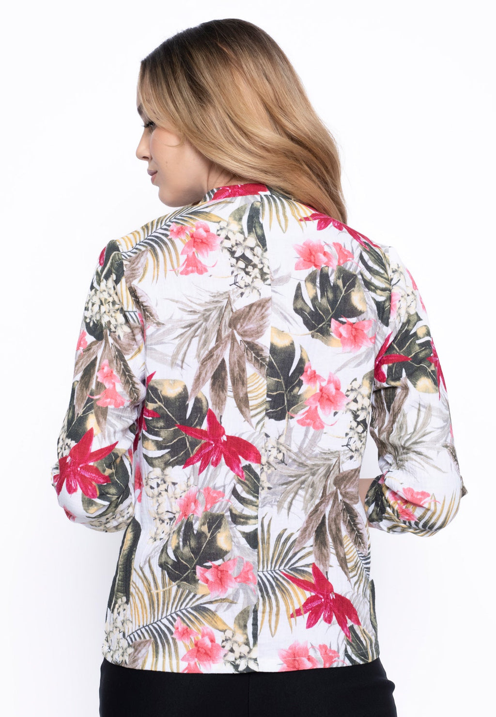 KADOU BOUTIQUE 3/4 Sleeve Floral Jacket — lifestyle context