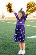 Mila & Rose ® JMU Purple Duke Dog 3/4 Sleeve Pocket Twirl Dress — main product shot