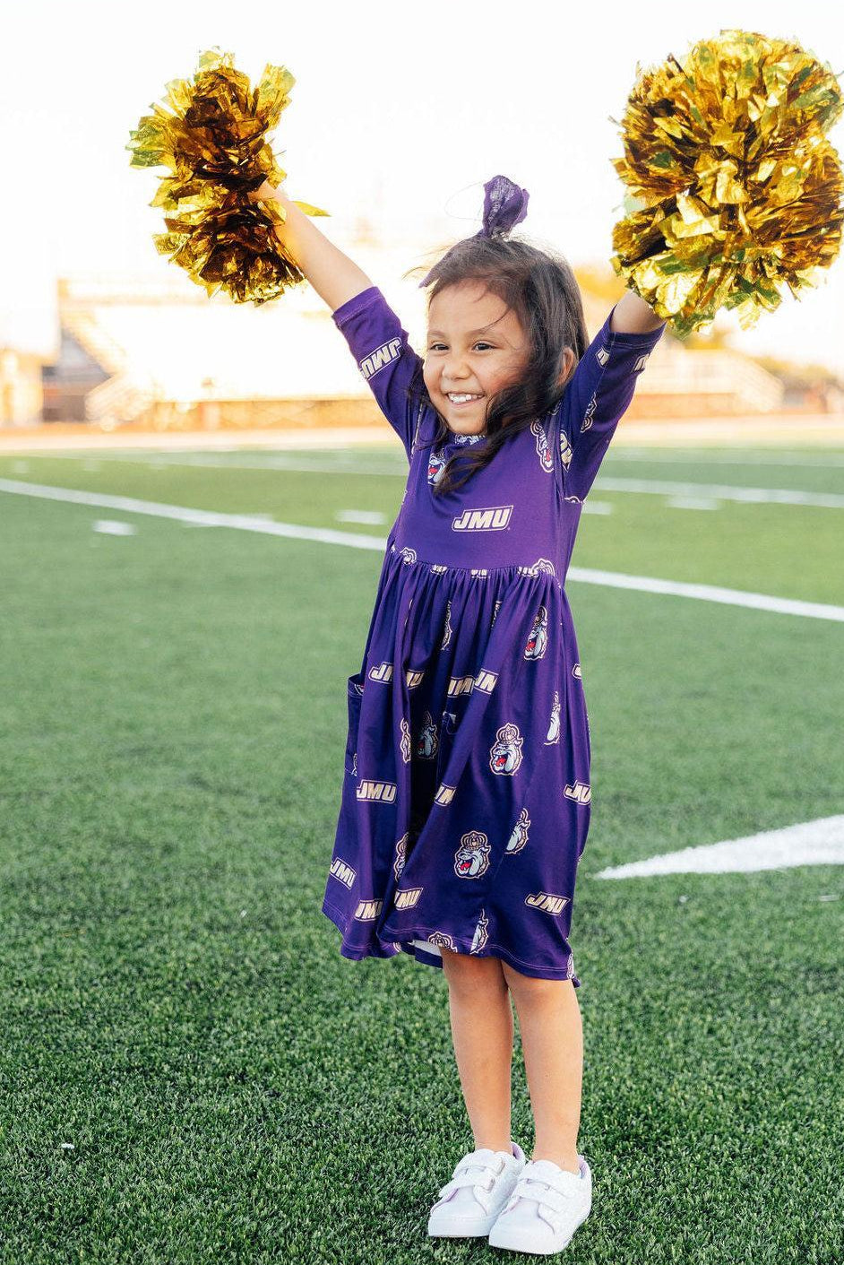 Mila & Rose ® JMU Purple Duke Dog 3/4 Sleeve Pocket Twirl Dress — main product shot