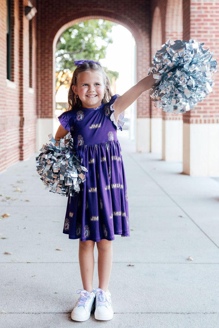 Mila & Rose ® JMU Purple Duke Dog Flutter Twirl  Dress — back view