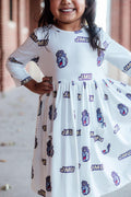 Mila & Rose ® JMU White Duke Dog 3/4 Sleeve Pocket Twirl Dress — main product shot