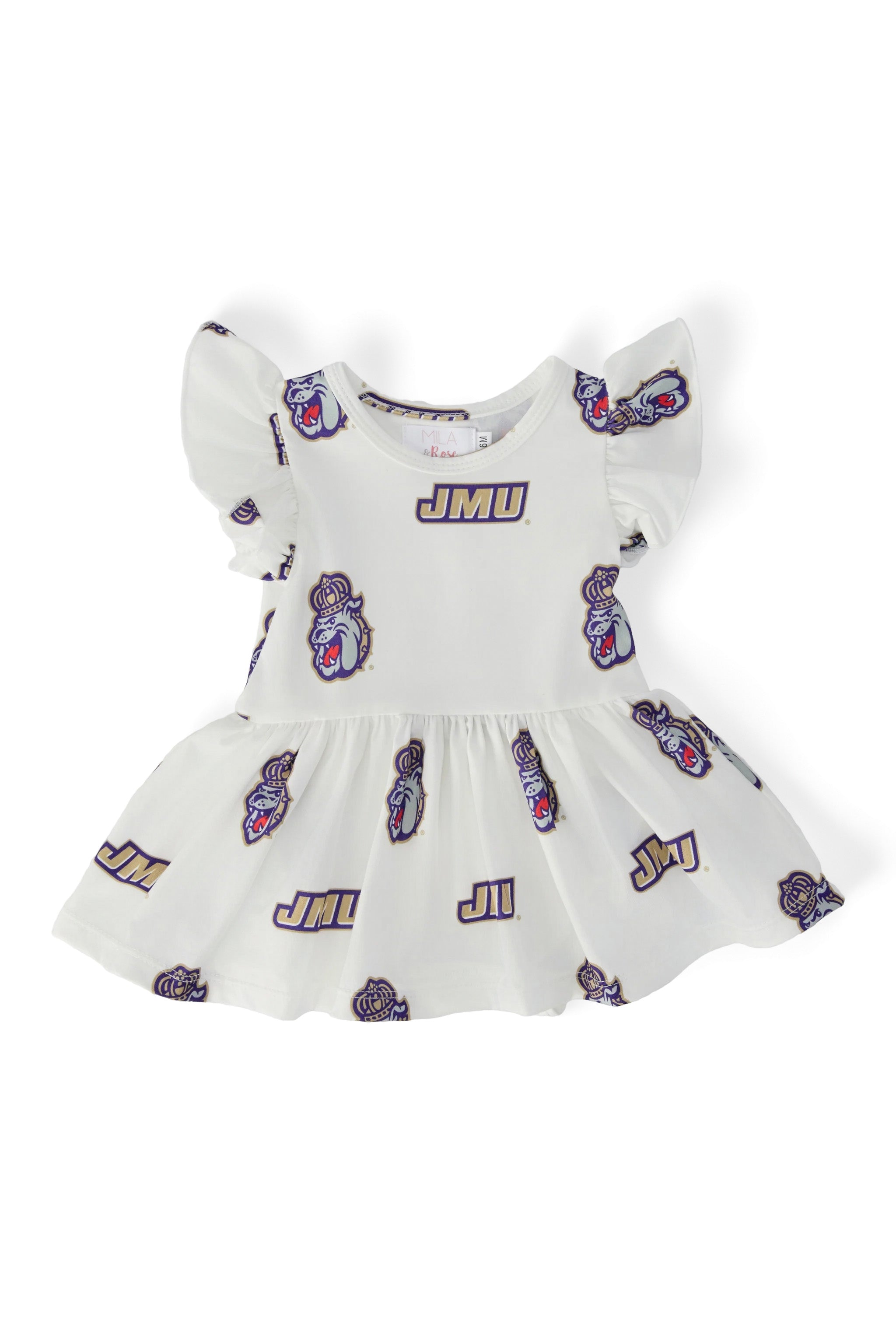 Mila & Rose ® JMU White Duke Dog Flutter Twirl Bodysuit — main product shot