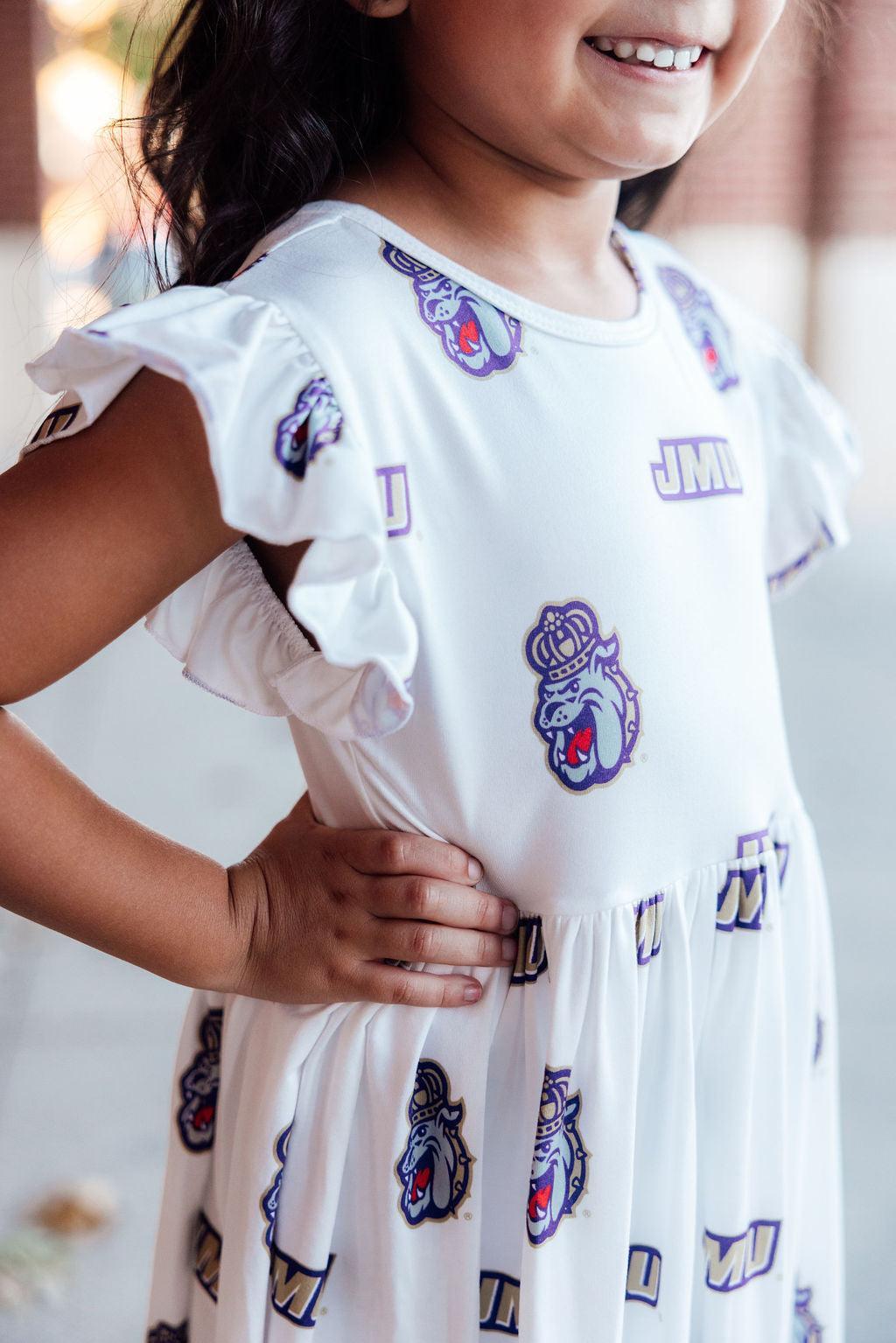 Mila & Rose ® JMU White Duke Dog Flutter Twirl  Dress — main product shot