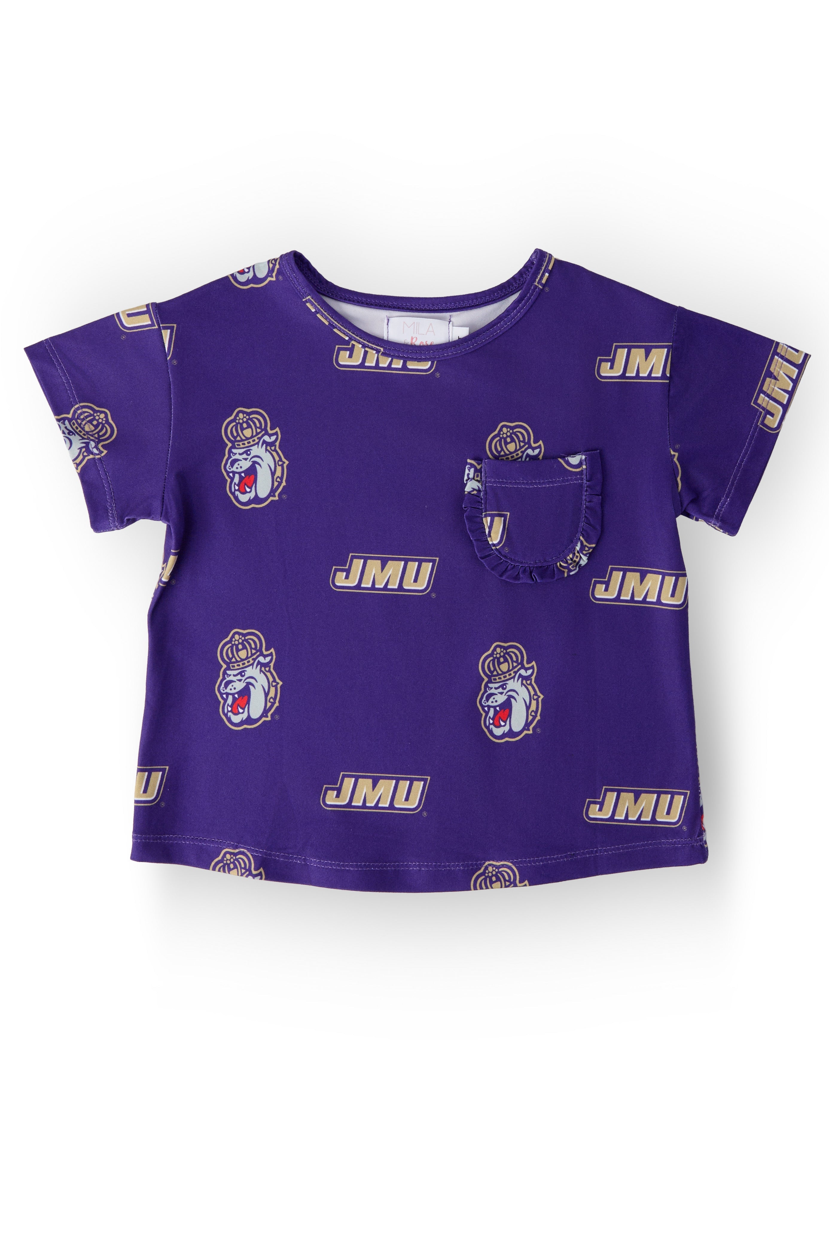 Mila & Rose ® JMU Purple Duke Dog Ruffle Pocket Tee — main product shot