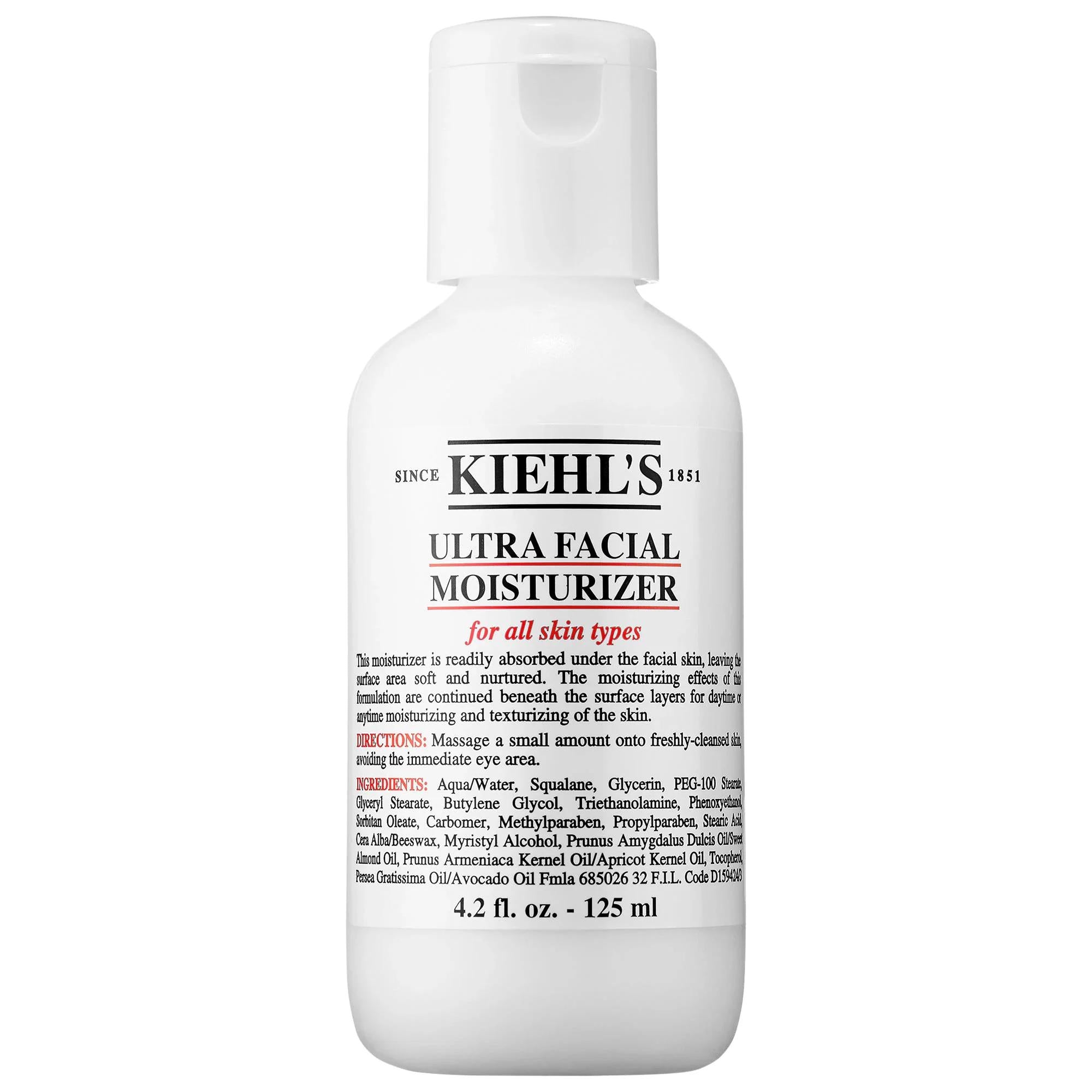 Kiehl's Ultra Facial Moisturizer - 24 Hour Hydration for Dry Skin - Squalane Enriched Facial Cream
