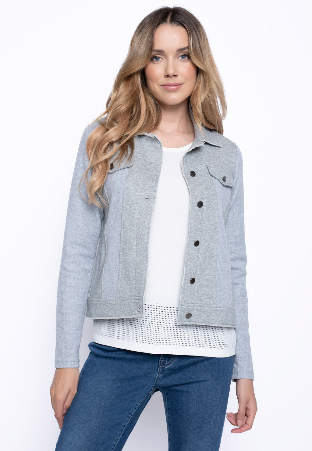 KADOU BOUTIQUE Rib Button-Up Jacket — main product shot