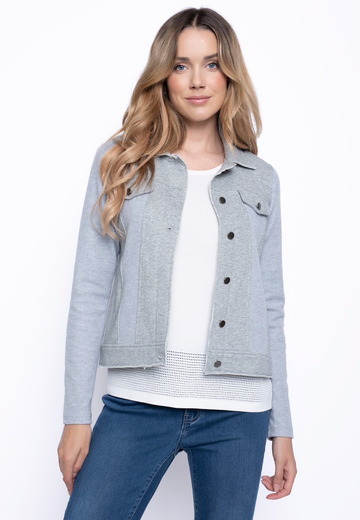 KADOU BOUTIQUE Rib Button-Up Jacket — main product shot