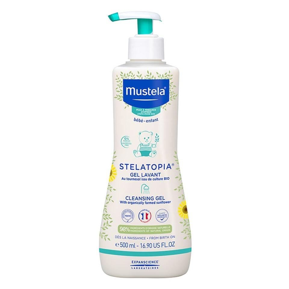 Mustela Stelatopia Cleansing Gel for Dry Skin - Natural, Vegan Baby Skincare, Gentle Cleansing for Infants