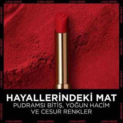 Loreal Paris Color Riche Rouge Confident Matte Lipstick - Long Lasting Hyaluronic Acid Lip Color