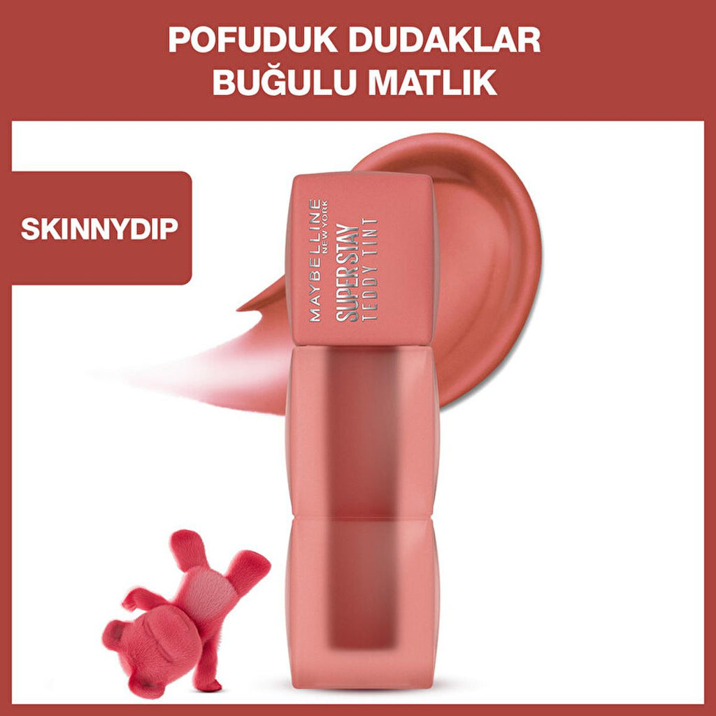 Maybelline Super Stay Teddy Tint - Long-Lasting Liquid Matte Lip Tint with 8 Buildable Shades