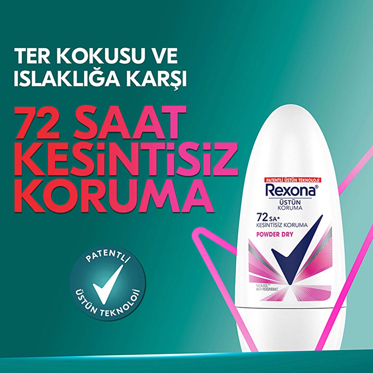 Rexona Women's Powder Dry Deodorant Roll-On - 72 Hour Protection, Long-Lasting Freshness