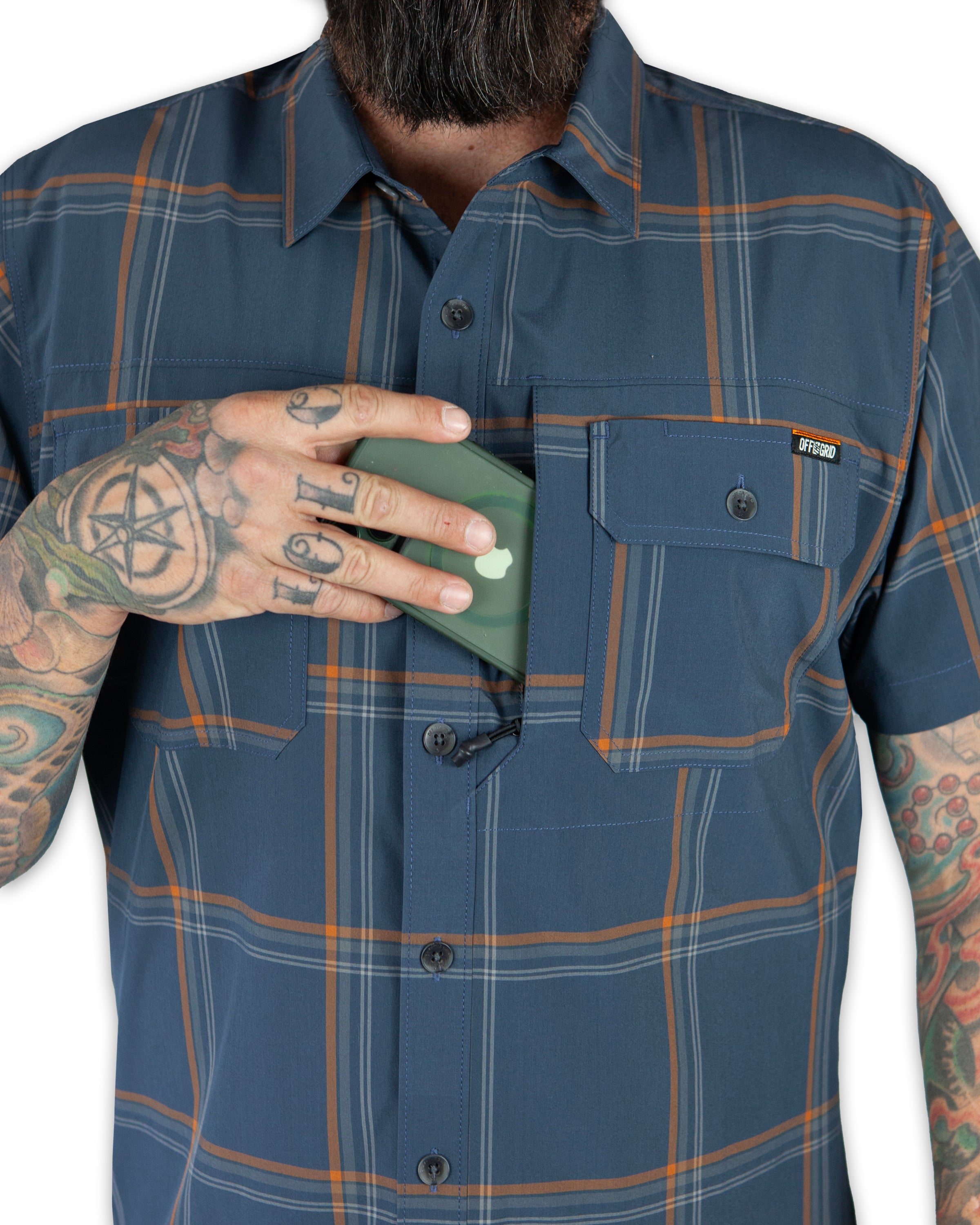 Off The Grid Surplus Jack Knife SS Shirt - Dk Gray Blue — back view