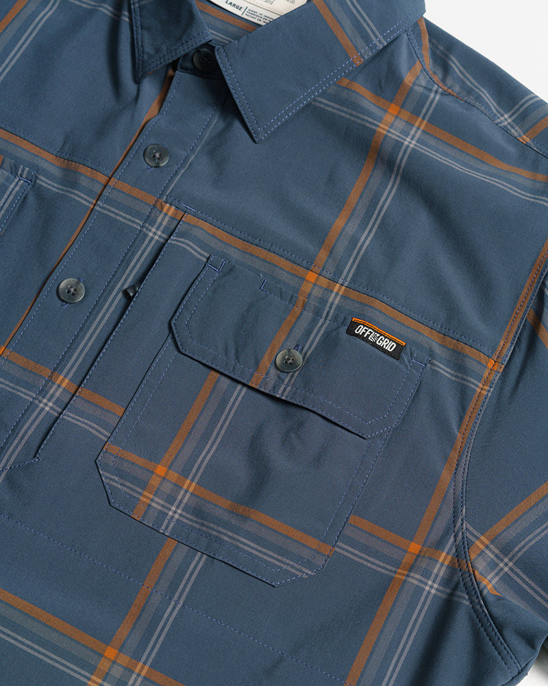 Off The Grid Surplus Jack Knife SS Shirt - Dk Gray Blue — fabric or material detail