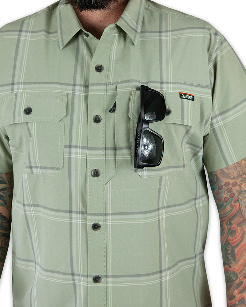 Off The Grid Surplus Jack Knife SS Shirt - Sage Green — in-use photo