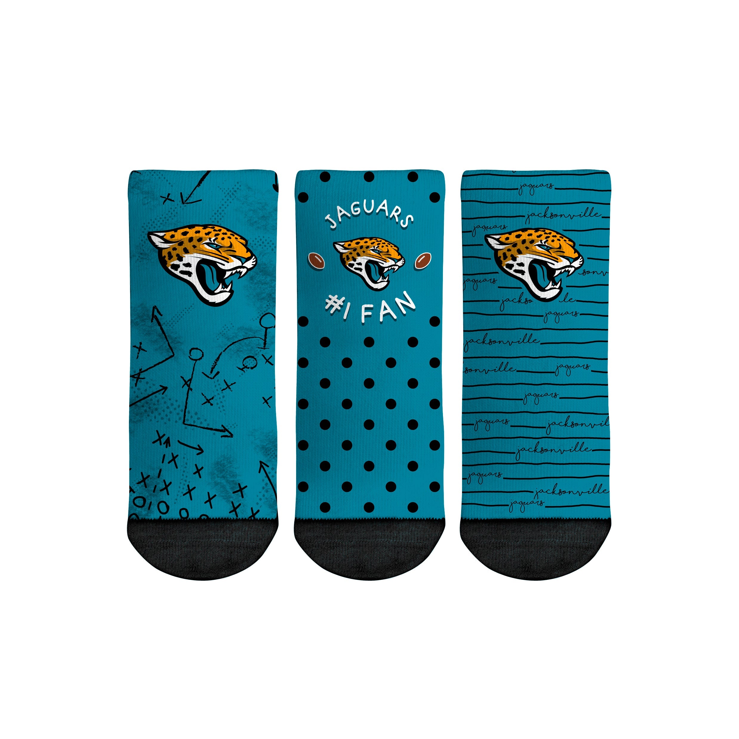 Rock 'Em Socks Jacksonville Jaguars - Number 1 Fan 3-Pack (Toddler) — main product shot
