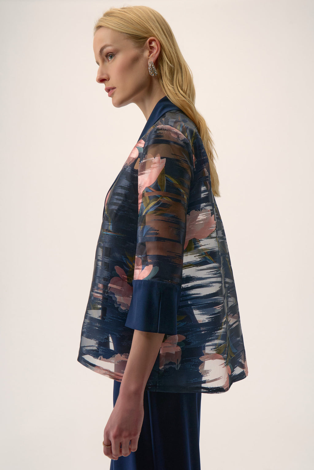 KADOU BOUTIQUE Signature | Jacquard Organza Floral Print Swing Jacket-254729-3316 — lifestyle context