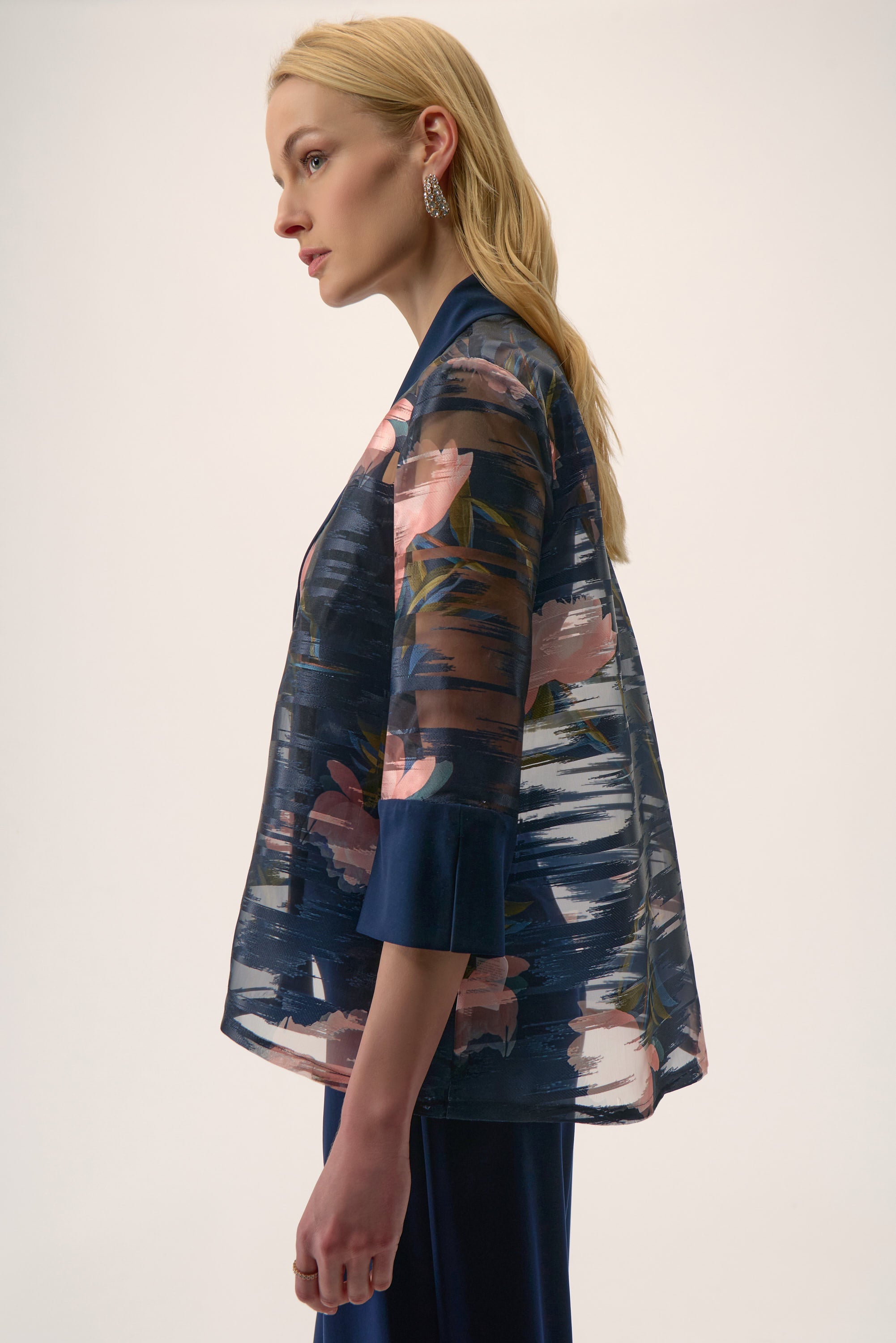 KADOU BOUTIQUE Signature | Jacquard Organza Floral Print Swing Jacket-254729-3316 — lifestyle context