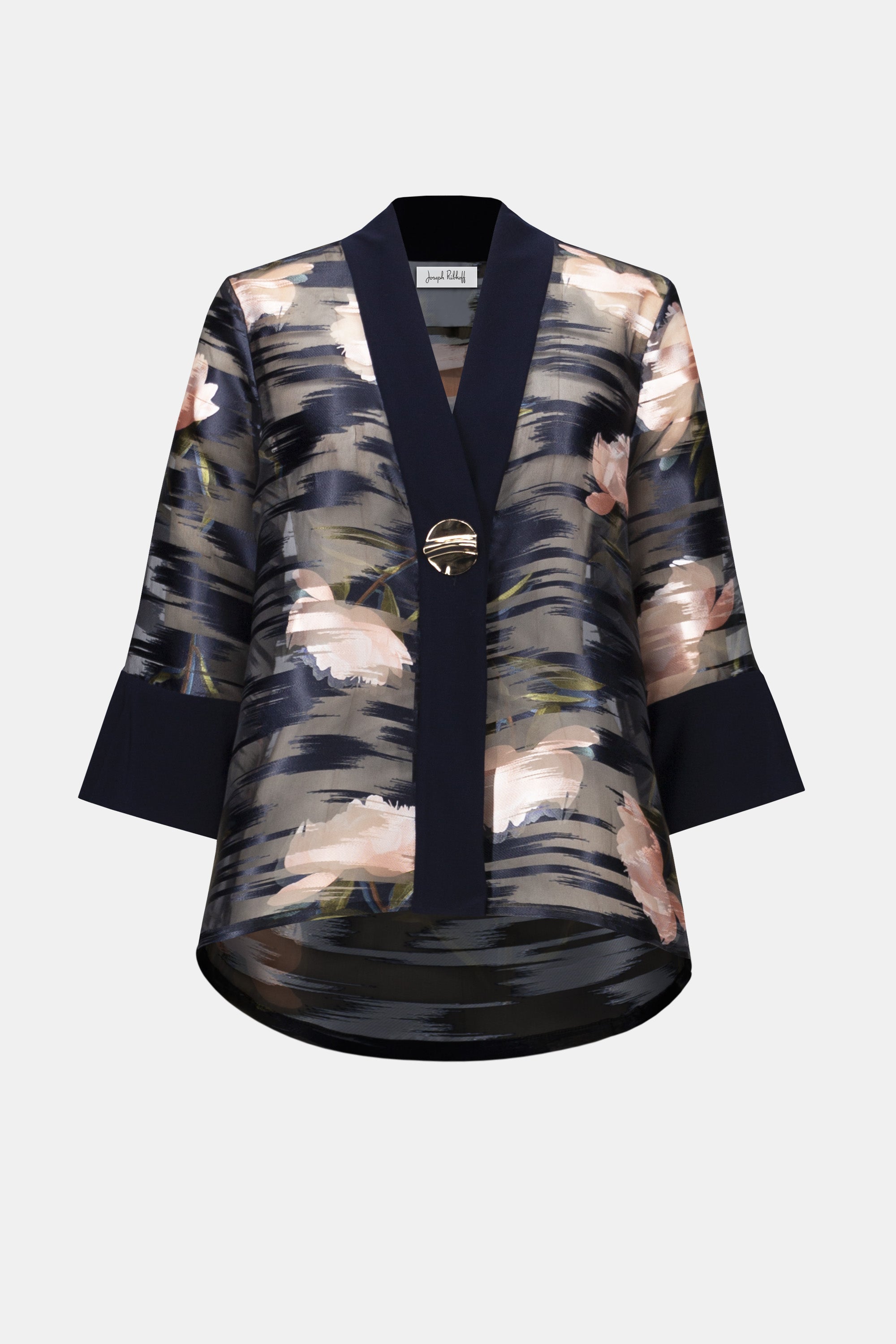 KADOU BOUTIQUE Signature | Jacquard Organza Floral Print Swing Jacket-254729-3316 — back view