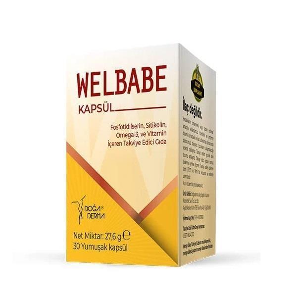 Do_aDerma Welbabe: Cognitive Support Supplement with Fosfotidilserin, Sitikolin, Omega 3 & Vitamin B12 - Boost Brain Health & Focus - 30 Softgel Capsules