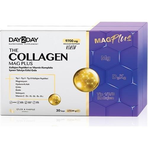 Day2Day Collagen Mag Plus 30 Sachets - Collagen Supplement with Magnesium, Vitamin C & Hyaluronic Acid