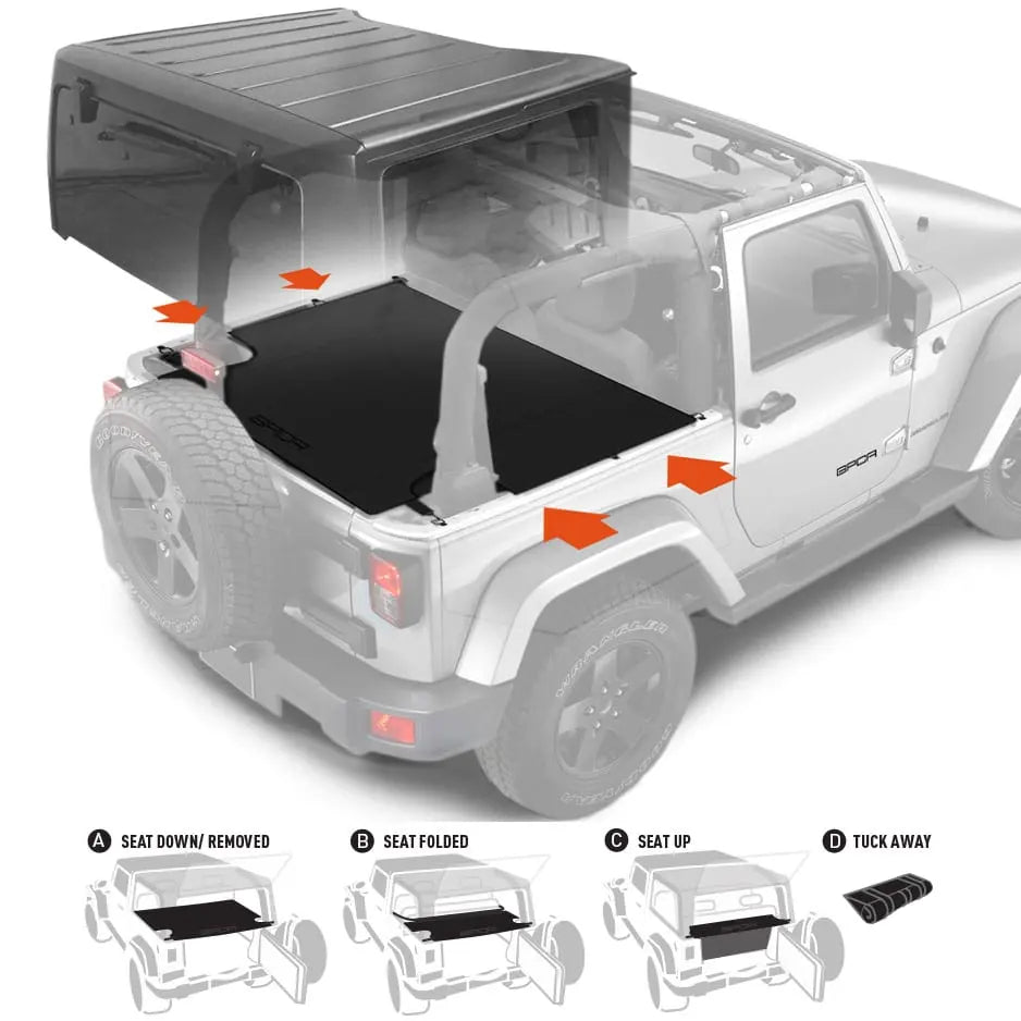 GPCA Jeep Wrangler JK 2DR Cargo Cover (2007-2018) — main product shot