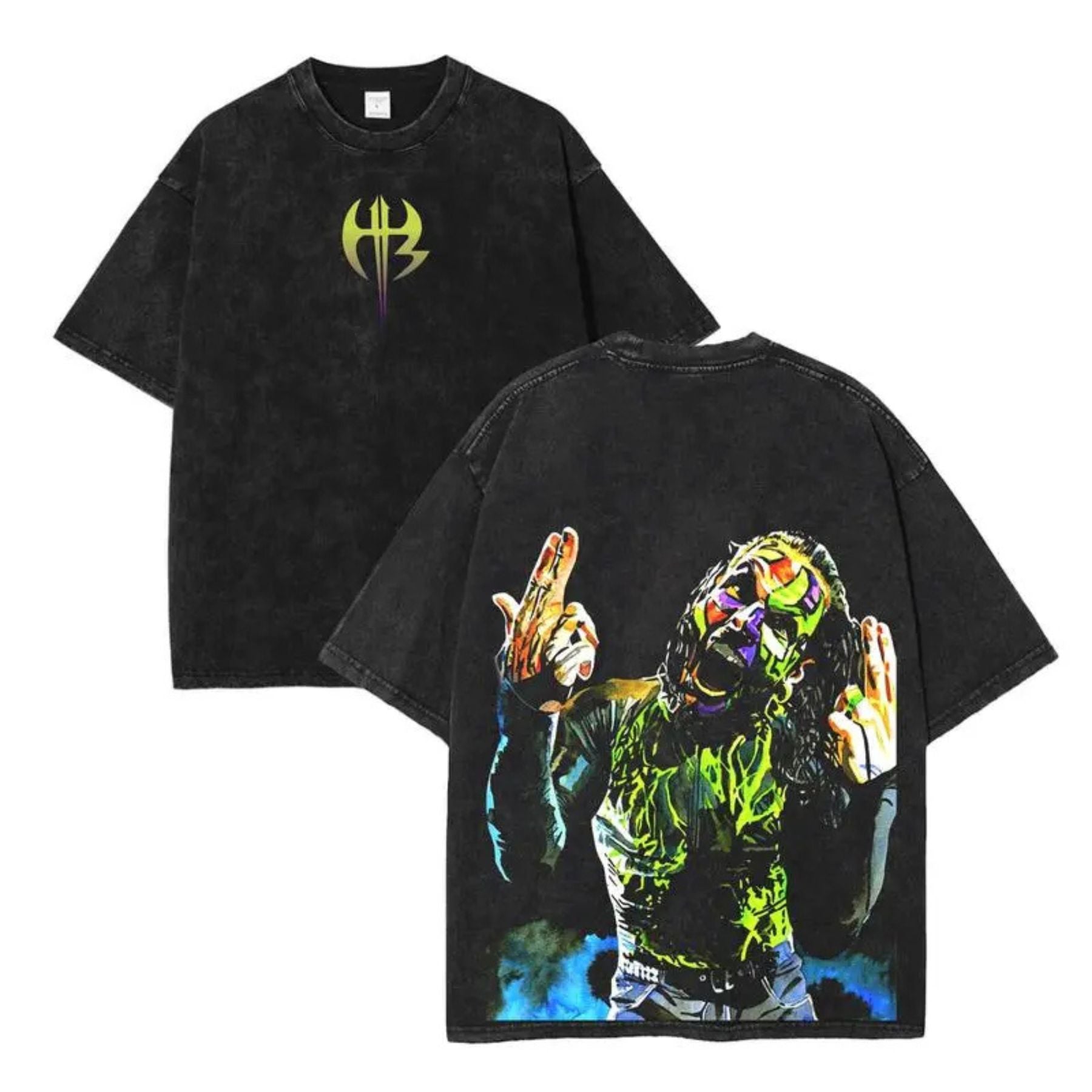 Pasimax Jeff Hardy WWE Vintage Painted Face T-Shirt — detail close-up