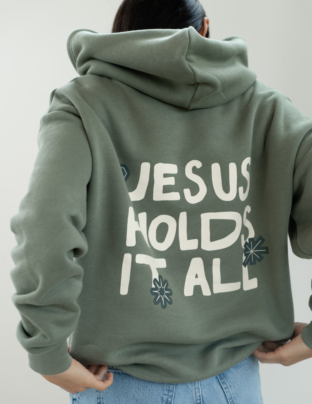 Elevated Faith Jesus Holds It All Unisex Hoodie — detail shot 6