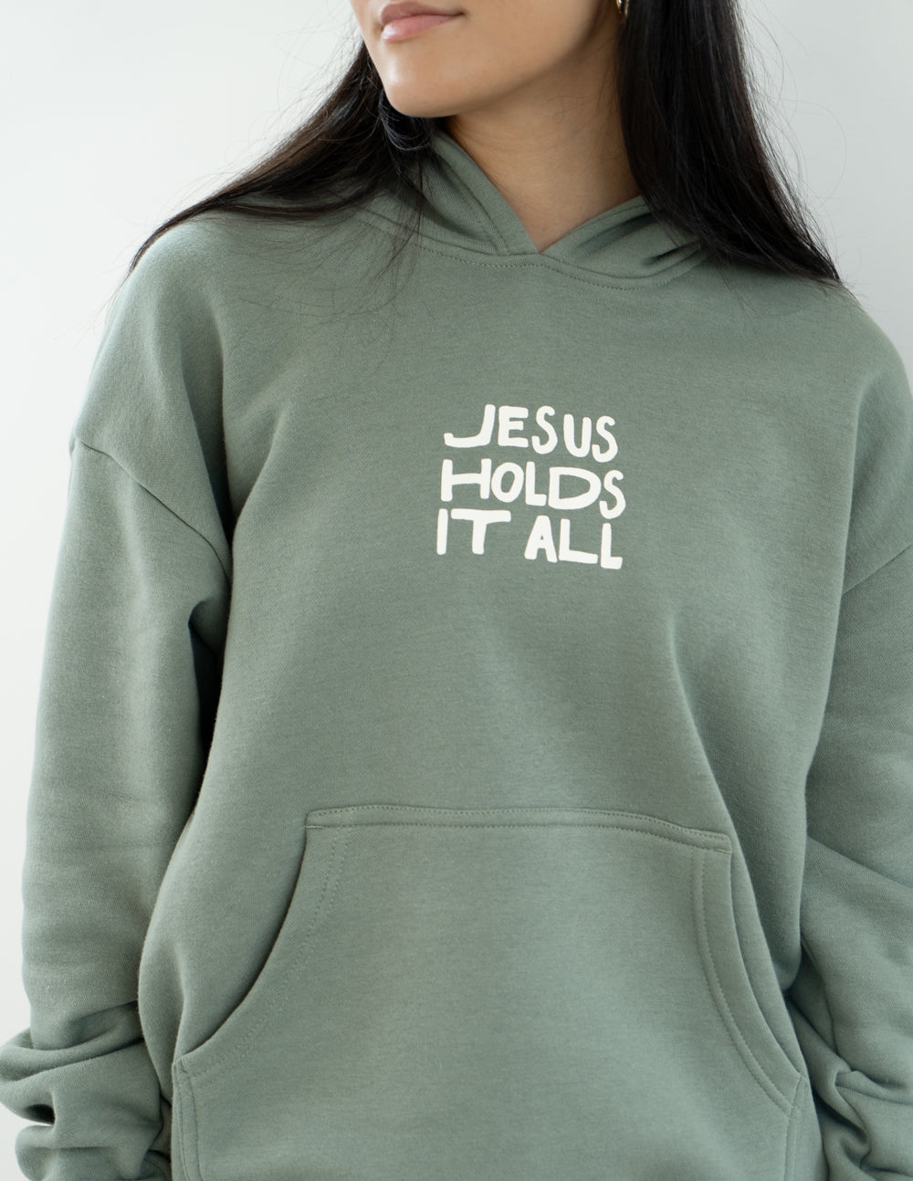 Elevated Faith Jesus Holds It All Unisex Hoodie — detail shot 7