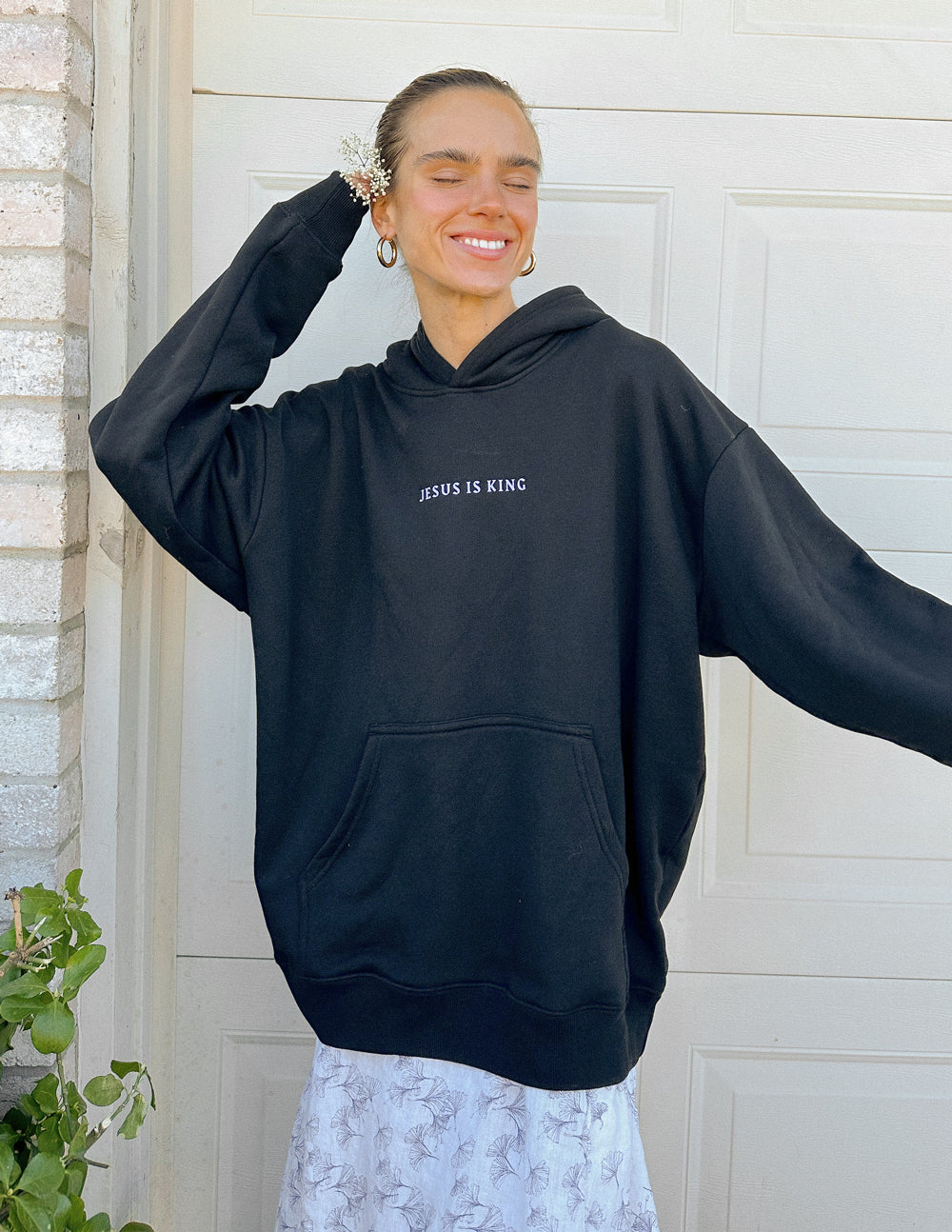 Elevated Faith Jesus Is King Black Unisex Hoodie — Black detail