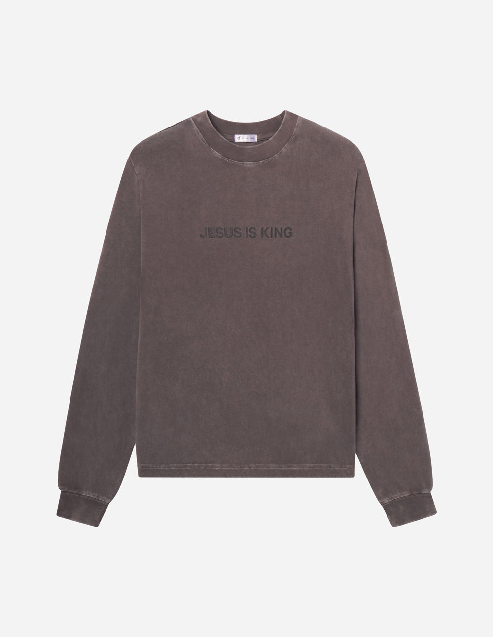 Elevated Faith Jesus Is King Brown LS Unisex Tee — lifestyle worn / used context