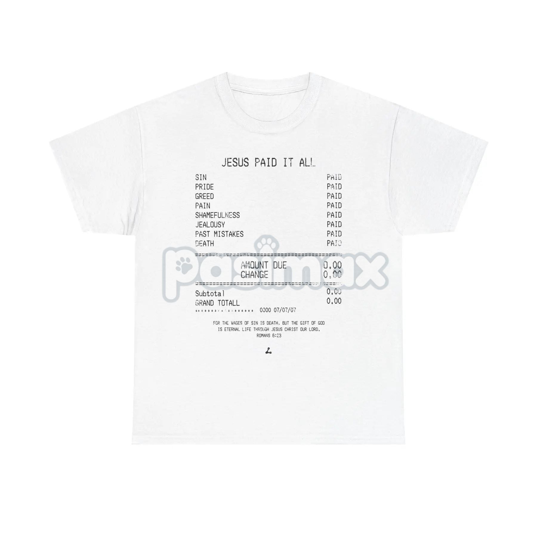 Pasimax "Jesus Paid It All" Classic Christian Tee — main product shot