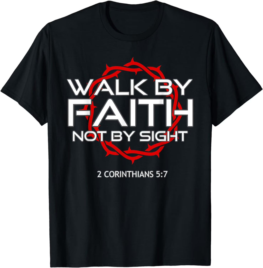 Pasimax "Jesus Walk By Faith" Christian T-Shirt - Religious Graphic Tee, Inspirational Scripture Apparel, Unisex Round Neck F