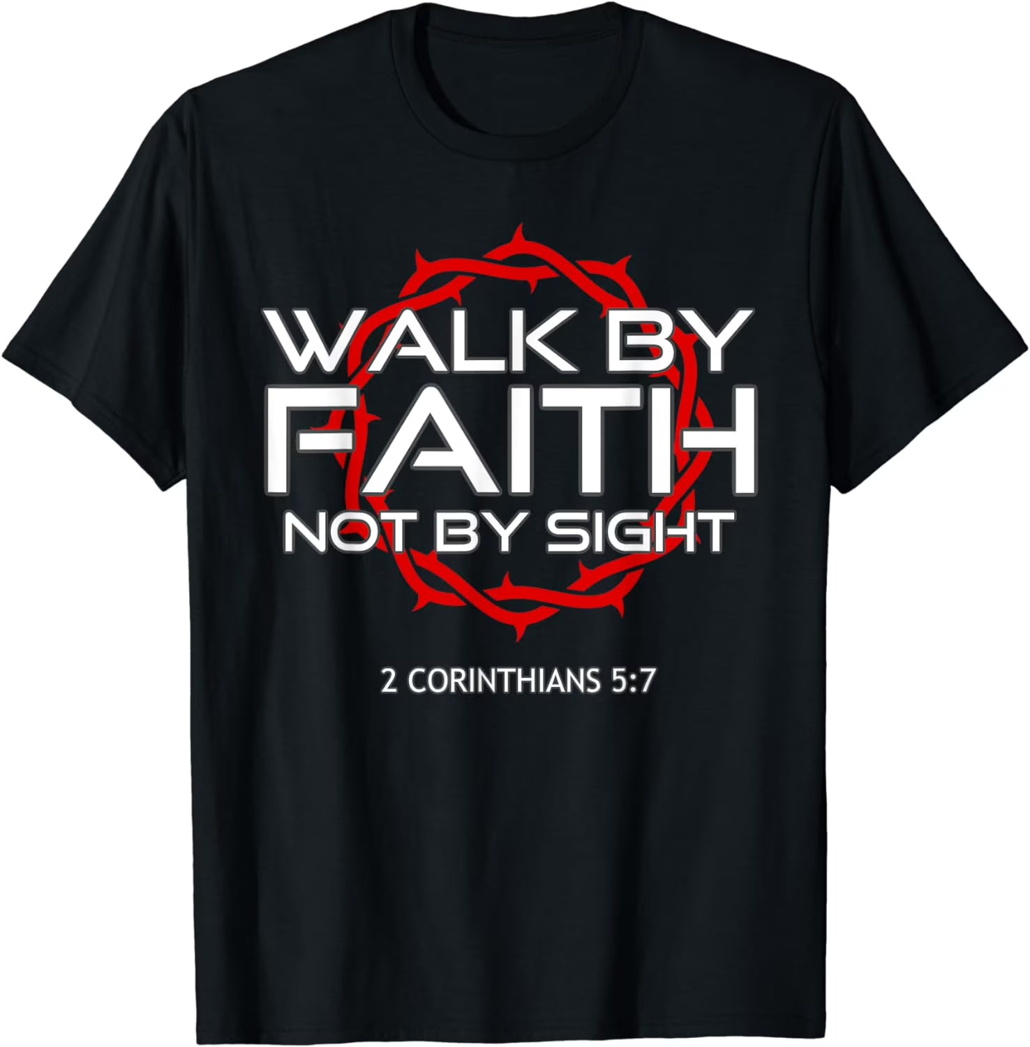 Pasimax "Jesus Walk By Faith" Christian T-Shirt - Religious Graphic Tee, Inspirational Scripture Apparel, Unisex Round Neck F