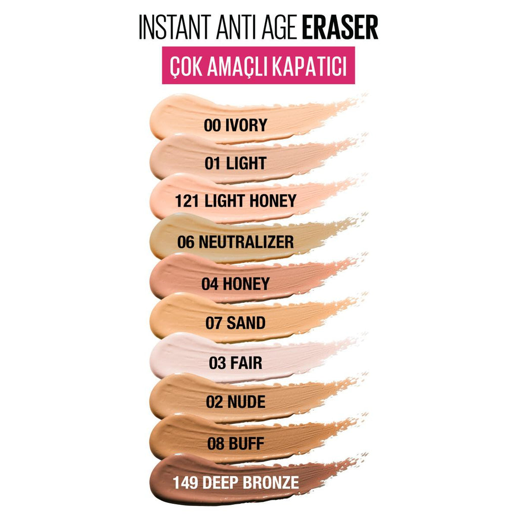 Maybelline Instant Anti Age Eraser Concealer - High Coverage, Anti-Aging Makeup with Goji Berry
