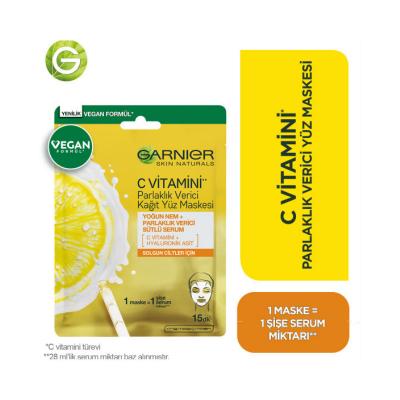 Garnier Vitamin C Brightening Sheet Face Mask for All Skin Types - Nourishing, Hydrating, and Brightening Skincare