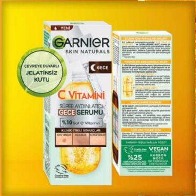 Garnier Vitamin C Serum - Anti-aging Night Serum for Brightening & Hydration, Vegan Skincare, 1.01 fl oz