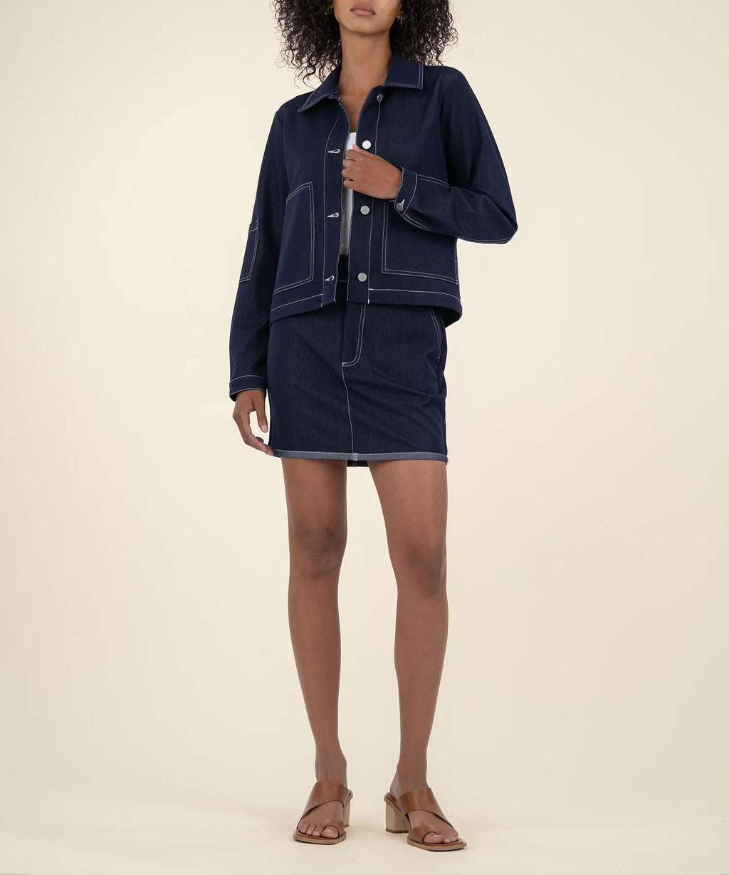 KADOU BOUTIQUE Jolene Collar Denim Jacket — main product shot