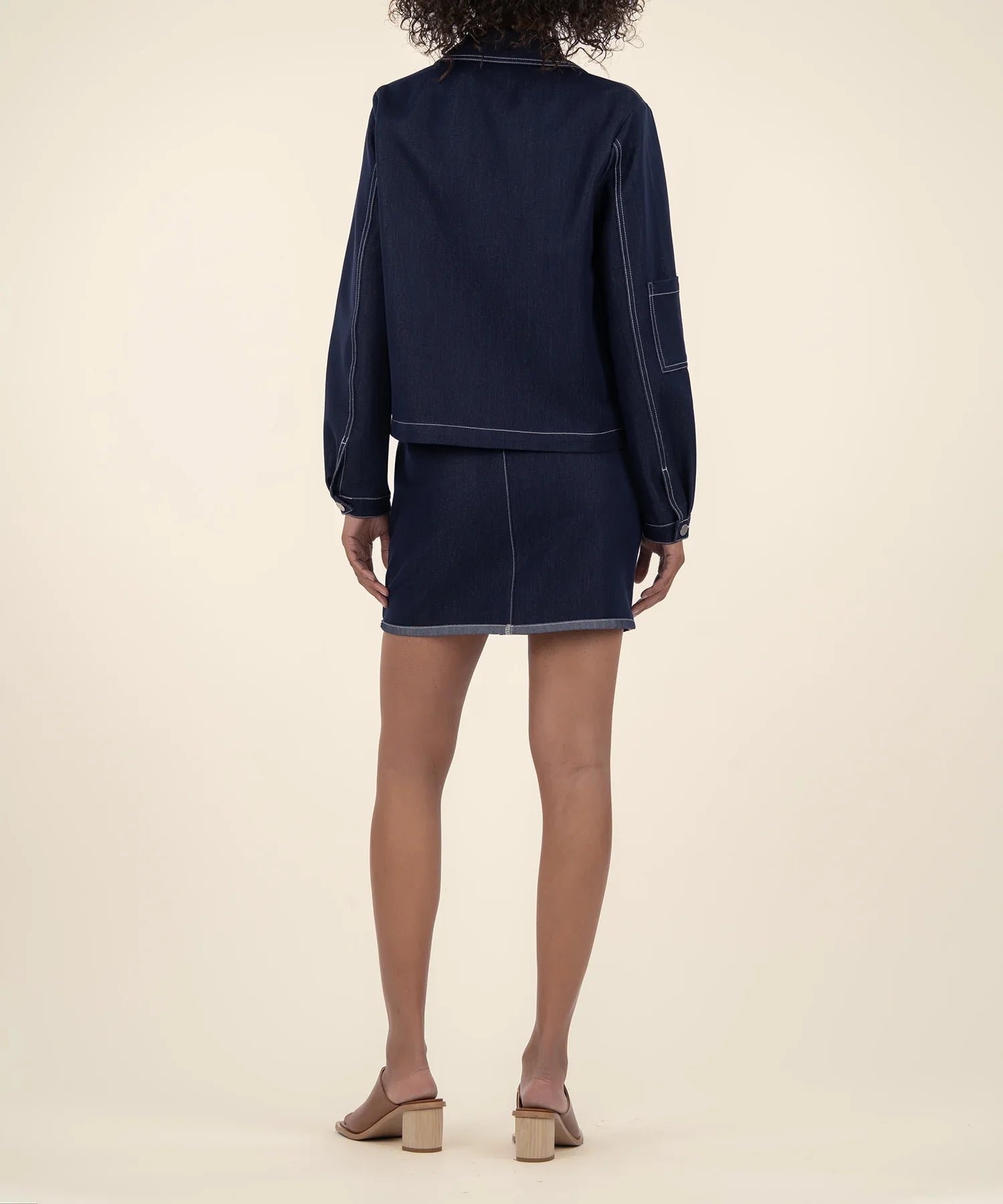 KADOU BOUTIQUE Jolene Collar Denim Jacket — lifestyle context