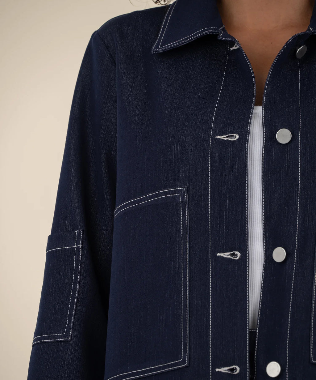 KADOU BOUTIQUE Jolene Collar Denim Jacket — back view