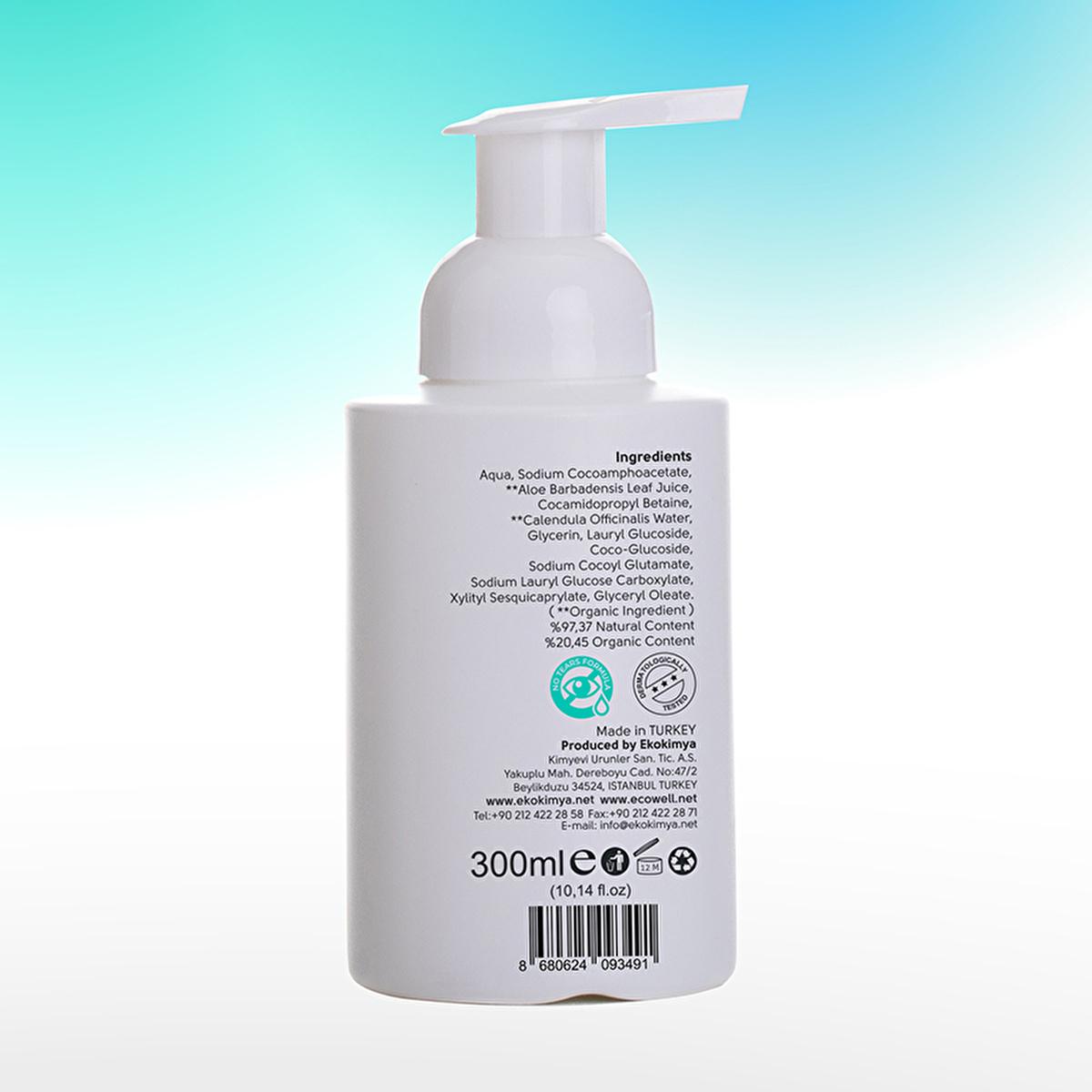 Ecowell Organic Baby Shampoo & Body Wash - Gentle, Fragrance-Free, Vegan & Cosmos Certified for Newborns