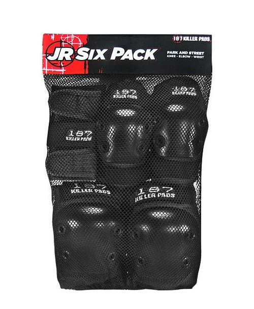 187 Killer Pads 6-Pack Junior Pad Set Combo - Black by Skates USA