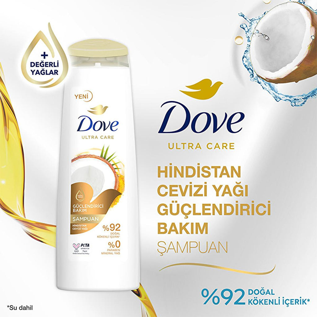 Dove Coconut Oil Shampoo - Natural, Vegan, Cruelty-Free Hair Care for Weak & Damaged Hair