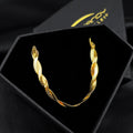 BodyCandy Stainless Steel Gold Tone PVD Braided Herringbone Chain Necklace — main product shot