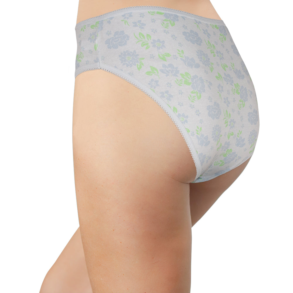 Love Libby Panties Printed Cotton High Waist Bikini with Picot Trim — size reference