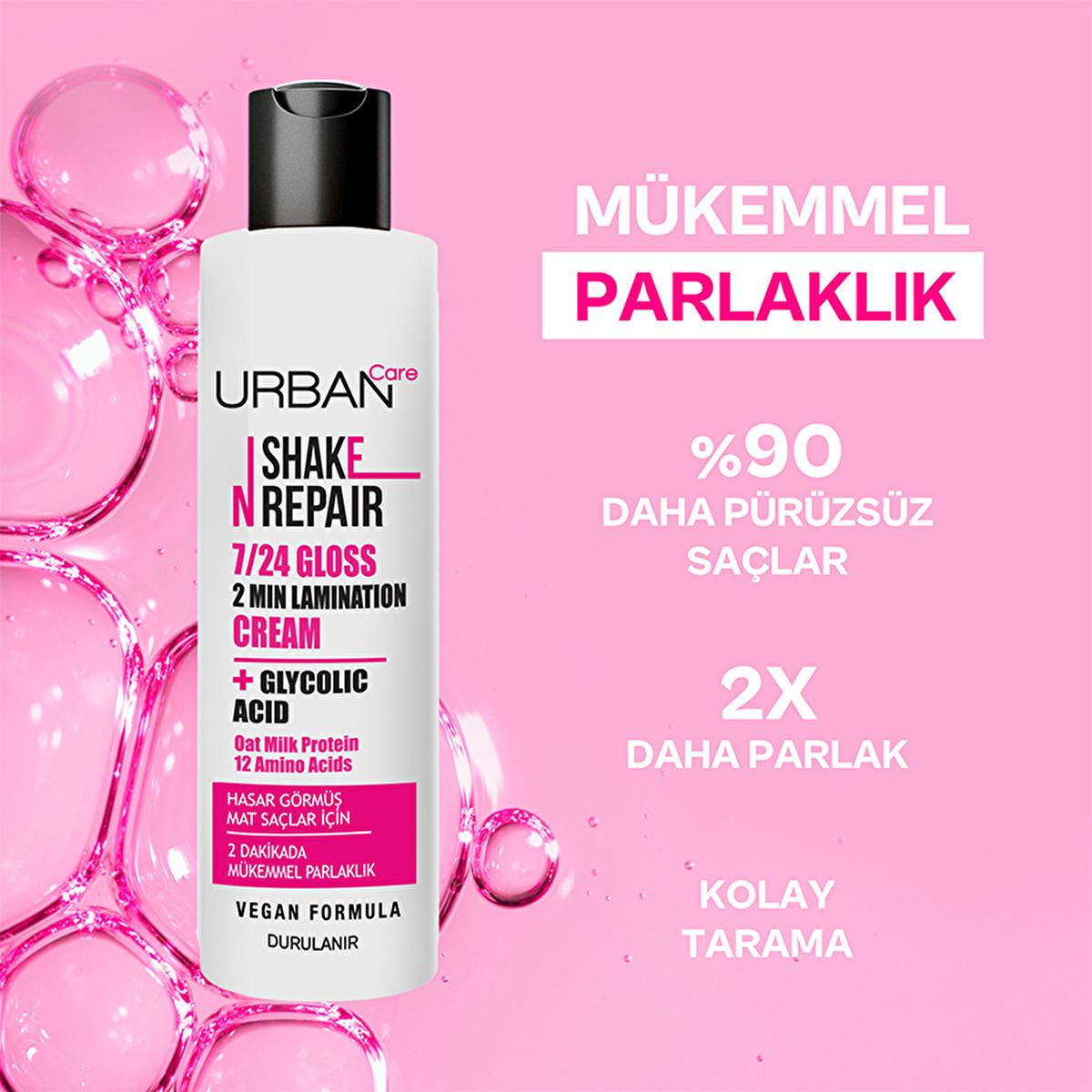 Urban Care Shake N Repair: Gloss Lamination Hair Treatment for Damaged Hair | Vegan, Shine Enhancing with Amino Acids & Oat Milk Protein