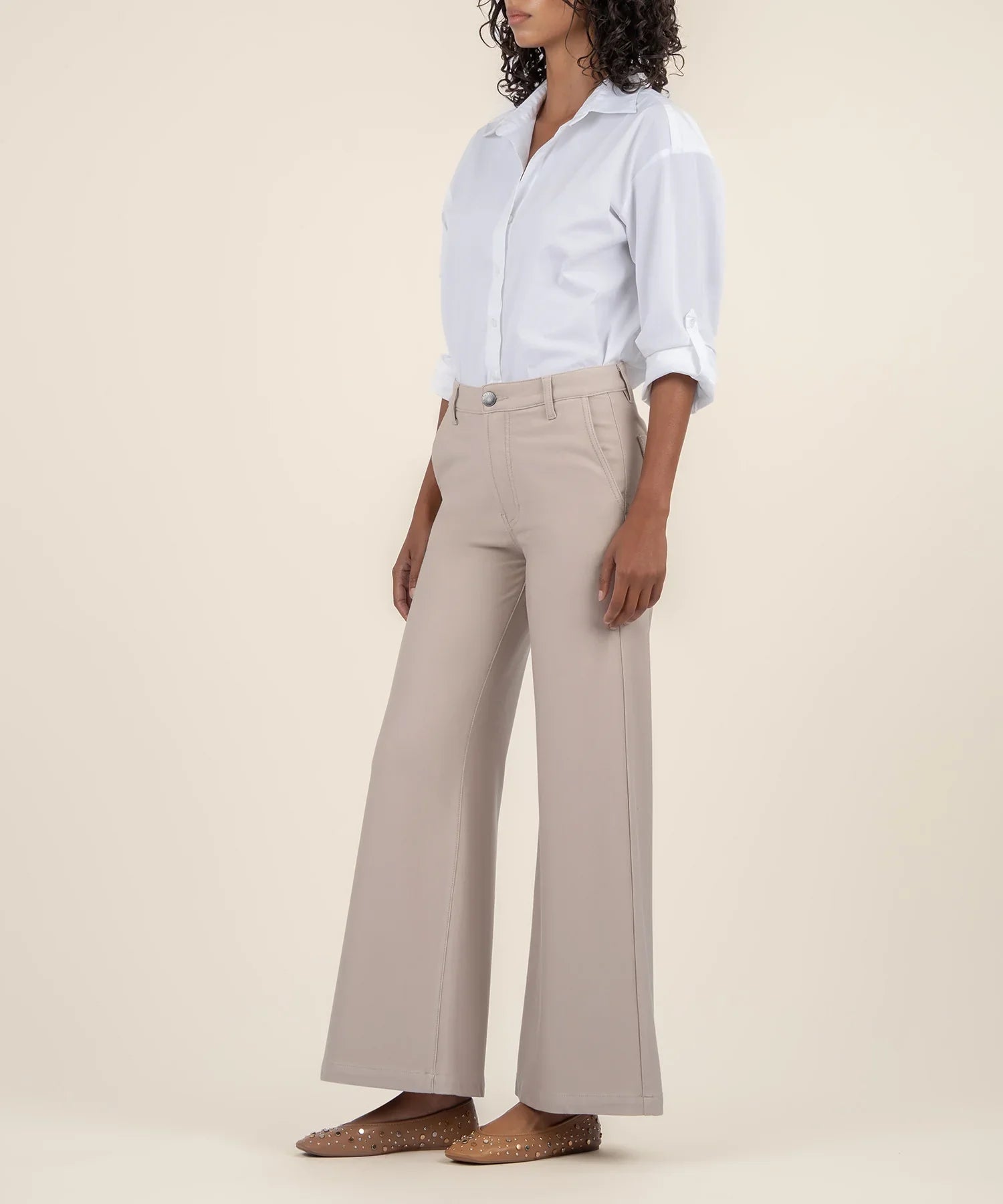 KADOU BOUTIQUE Meg High Rise Wide Leg Trouser — detail close-up